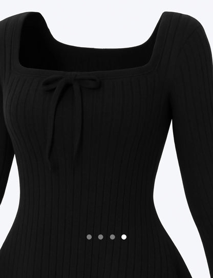 Bow A-line Dress // Black