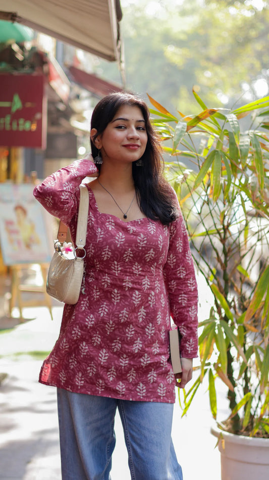 Lily Short Kurti (100% Cotton) // Red