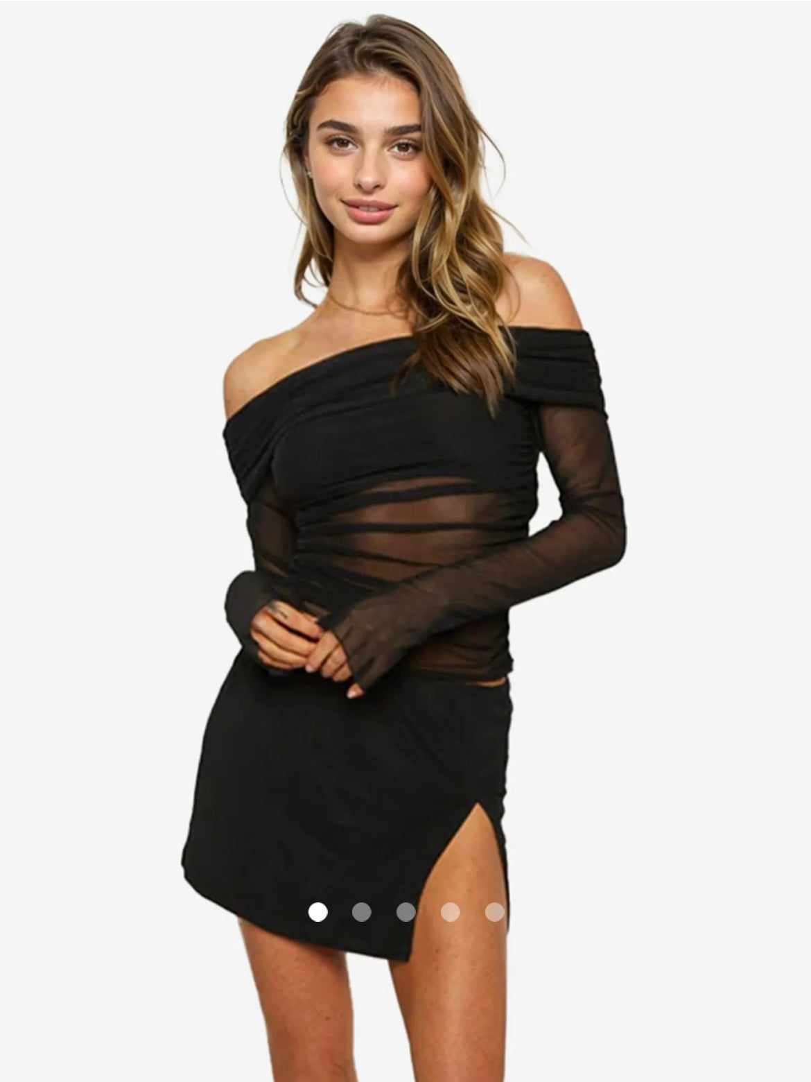 Off-Shoulder Sheer Top // Black