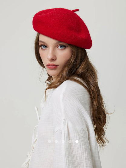 Solid Beret Hat // Red