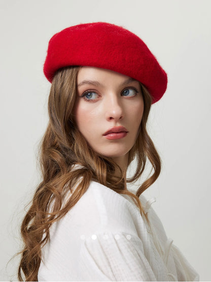 Solid Beret Hat // Red