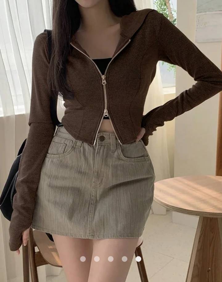 Two Way Zipper Top // Brown