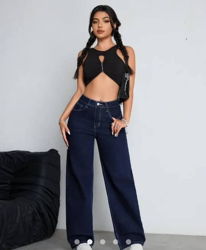 Contrast Stitching Straight Leg Jeans // Indigo