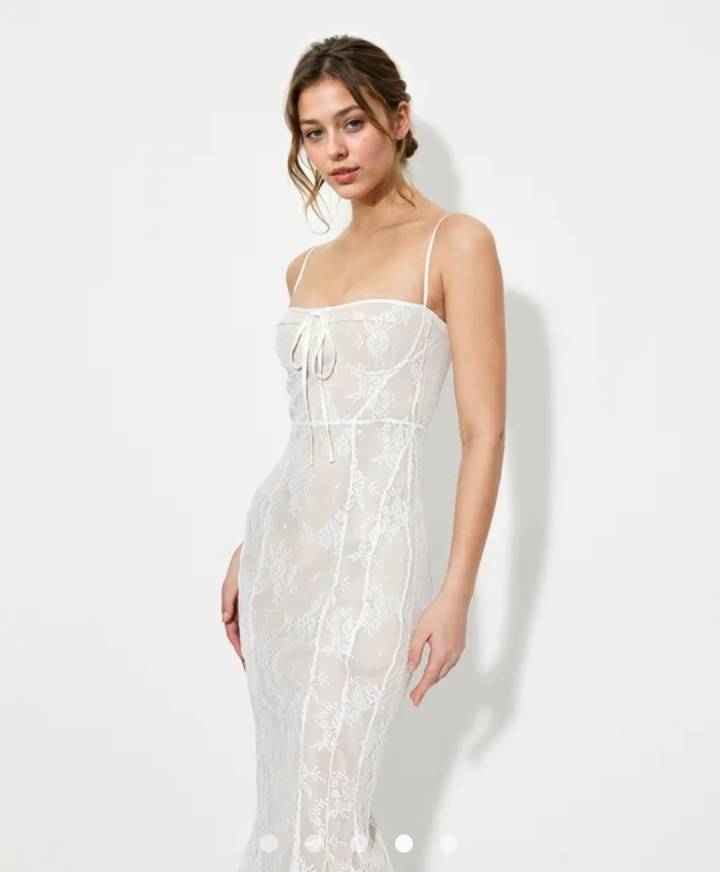 Sheer Fishtail Dress // White