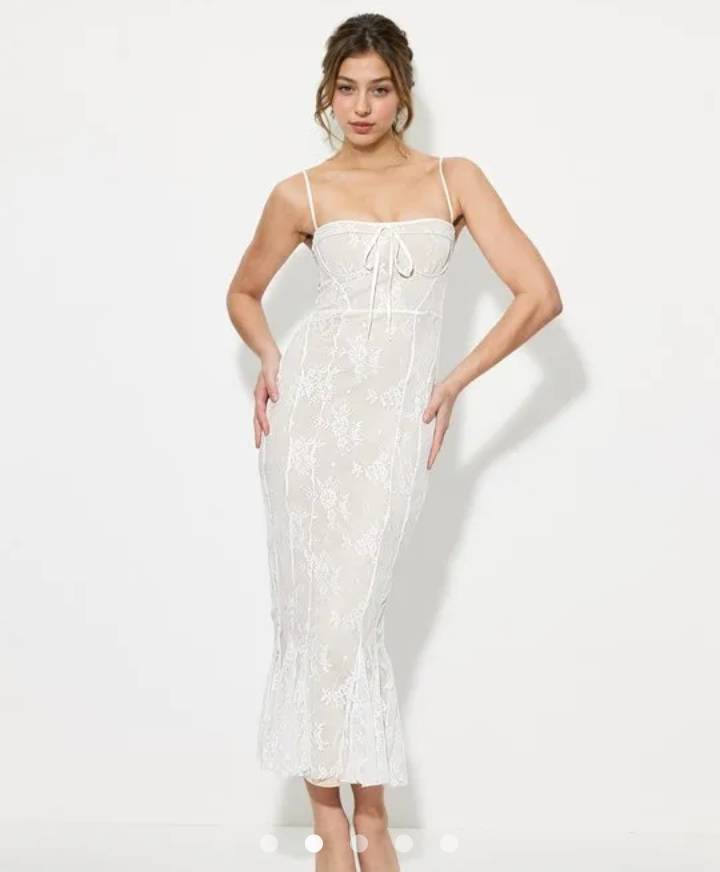 Sheer Fishtail Dress // White