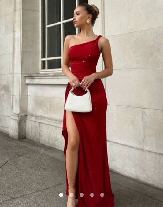 Shimmer Bodycon Dress // Red