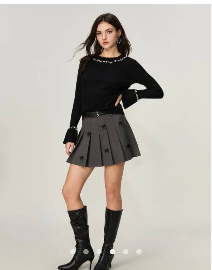 Beaded Knit Top // Black