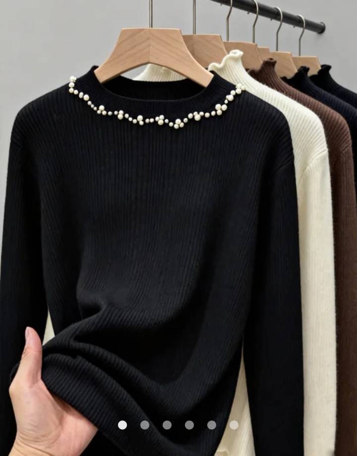 Beaded Knit Top // Black