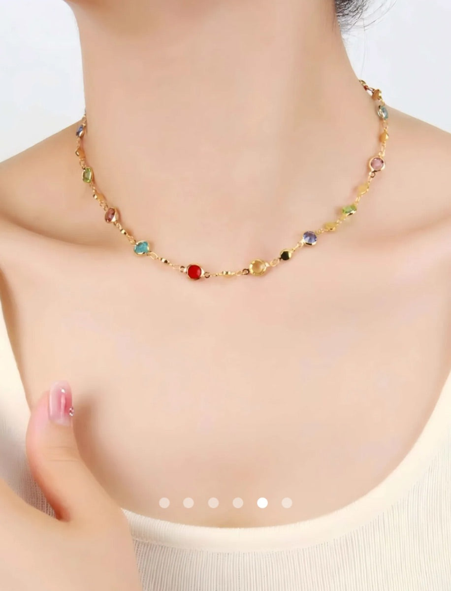 Rhinestone Necklace 020 // Gold