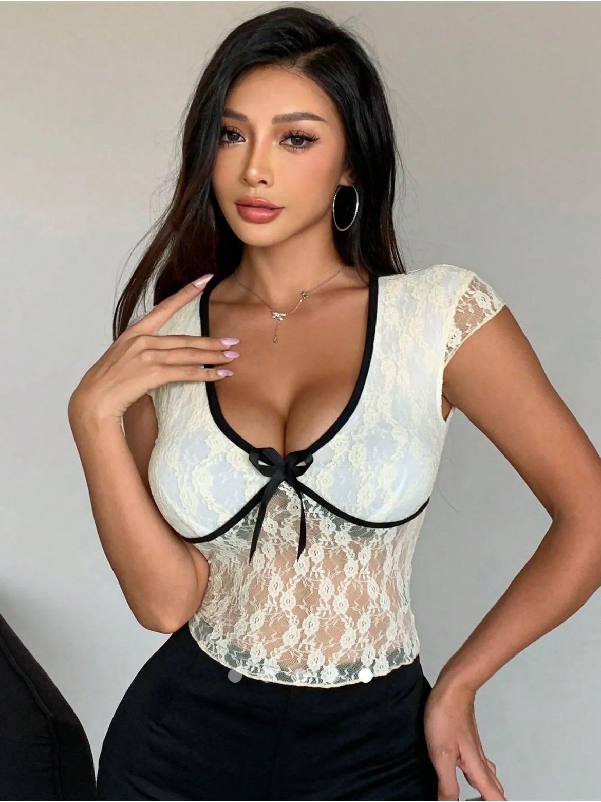 Lace Detailed Top // White & Cream