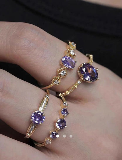 Ring Set 015 // Gold-Purple