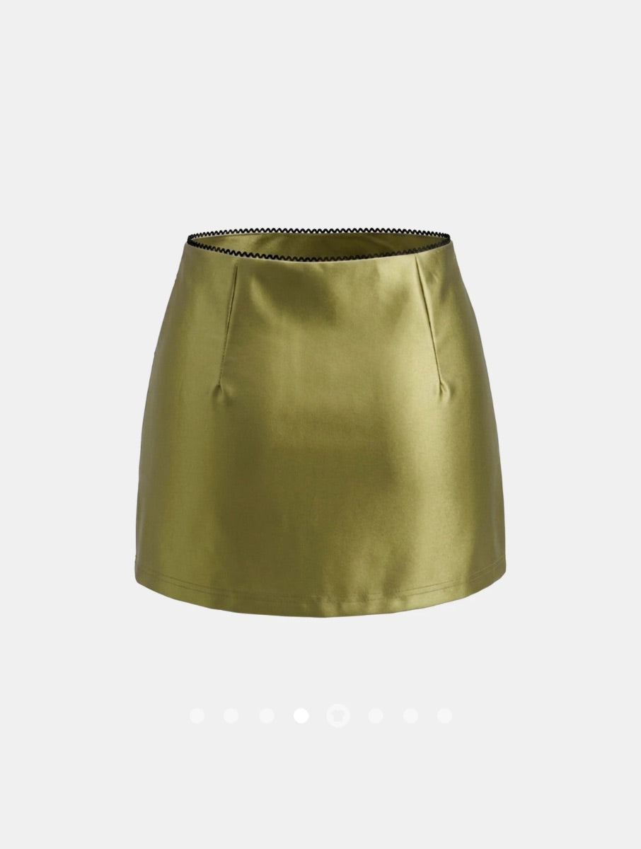Satin Mini Skorts // Green