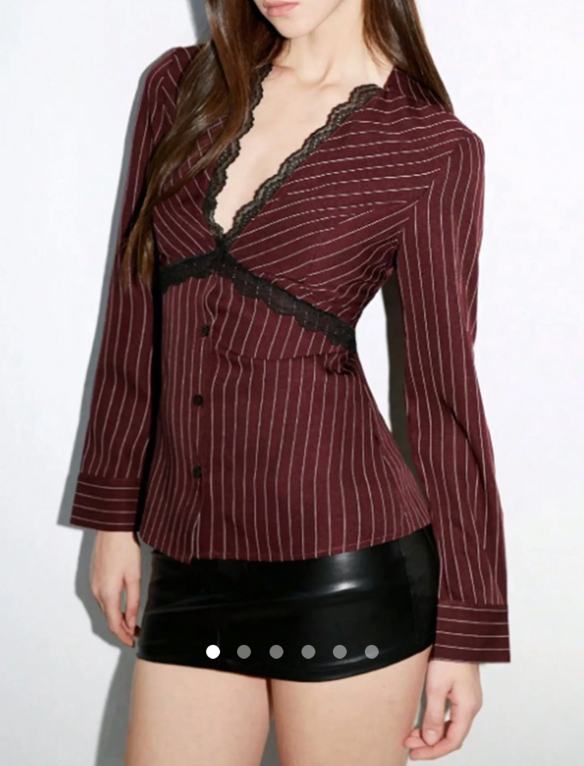 Lace Trimmed Blouse // Burgundy