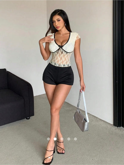 Lace Detailed Top // White & Cream
