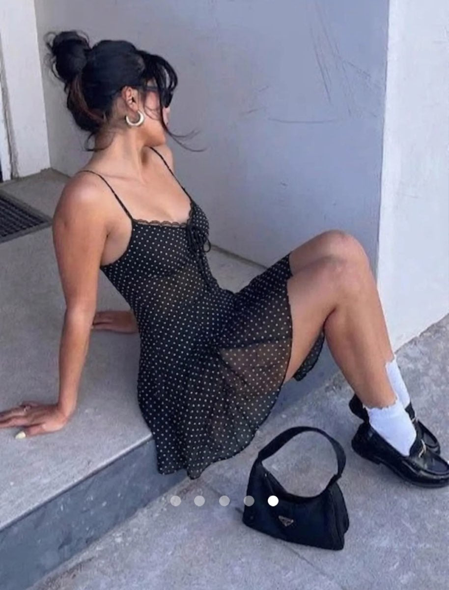 Tie Up Slip Dress // Black