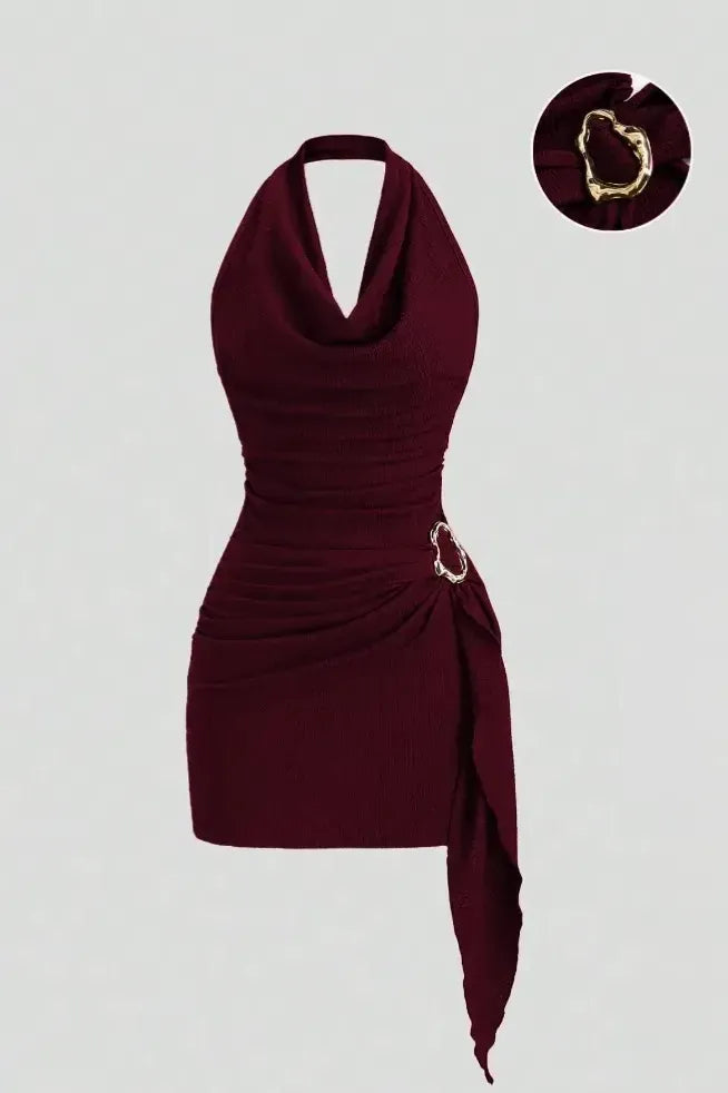 Draped Bodycon Dress 001 // Burgundy