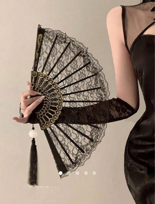 Fringe Hand Fan // Black