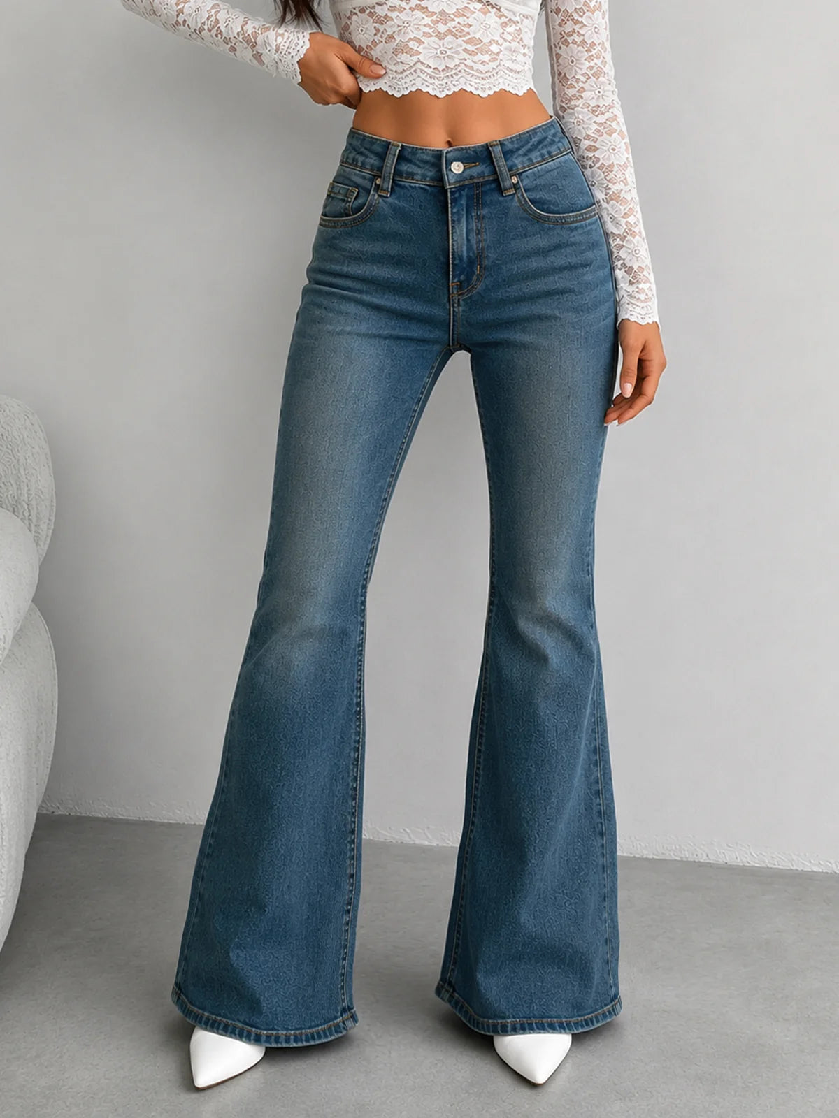 Premium Vintage Aqua Blue // Washed Bootcut Jeans