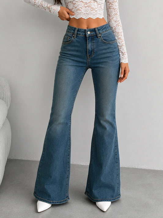 Premium Vintage Aqua Blue // Washed Bootcut Jeans