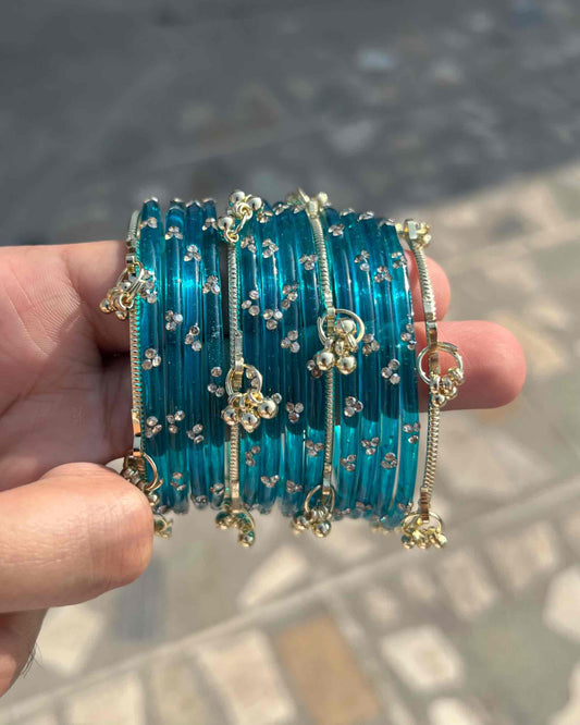 12 Bangles + 4 Ghungroo Set // Blue