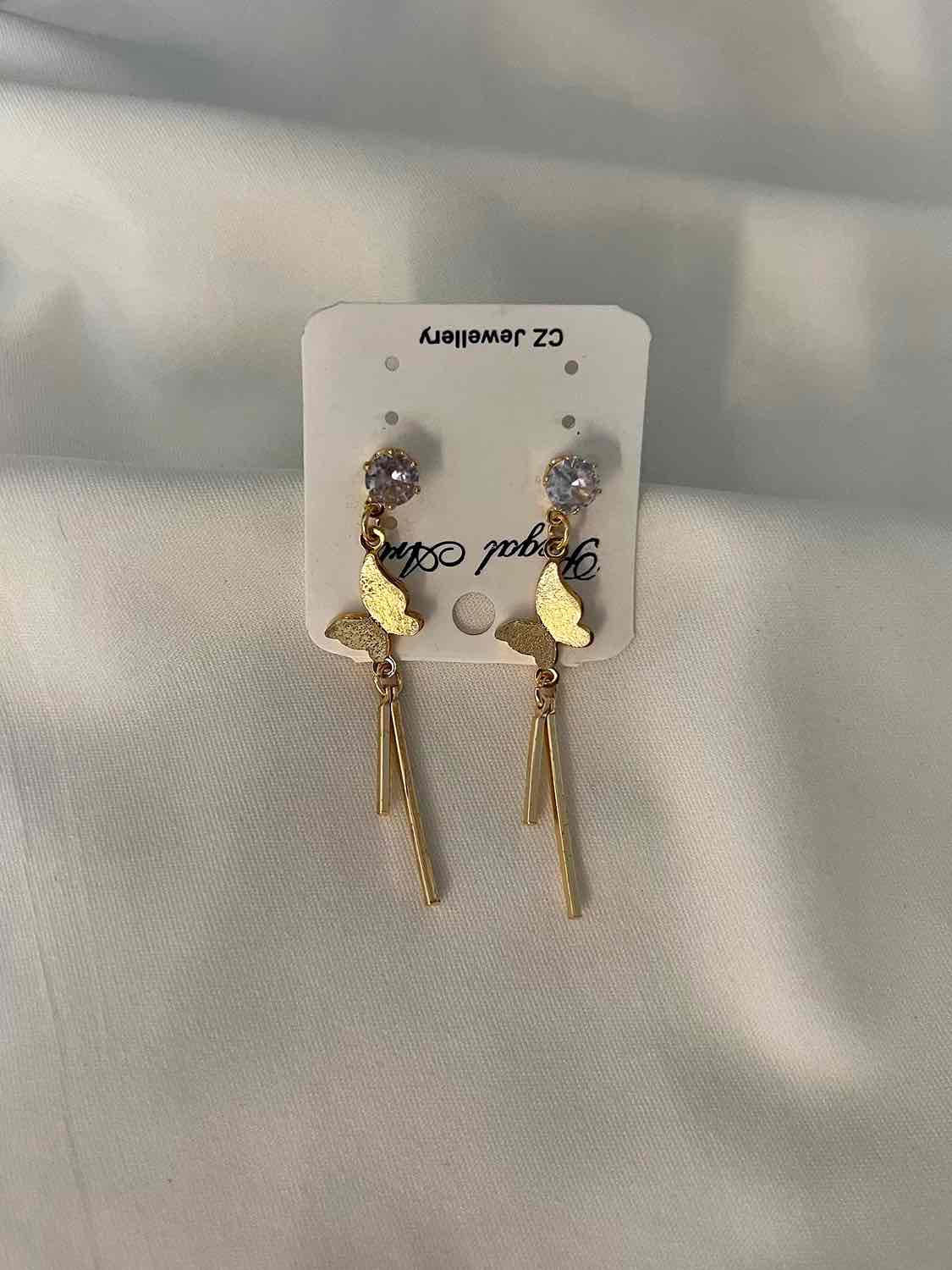 Butterfly Dangle Earrings // Gold