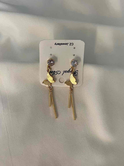 Butterfly Dangle Earrings // Gold