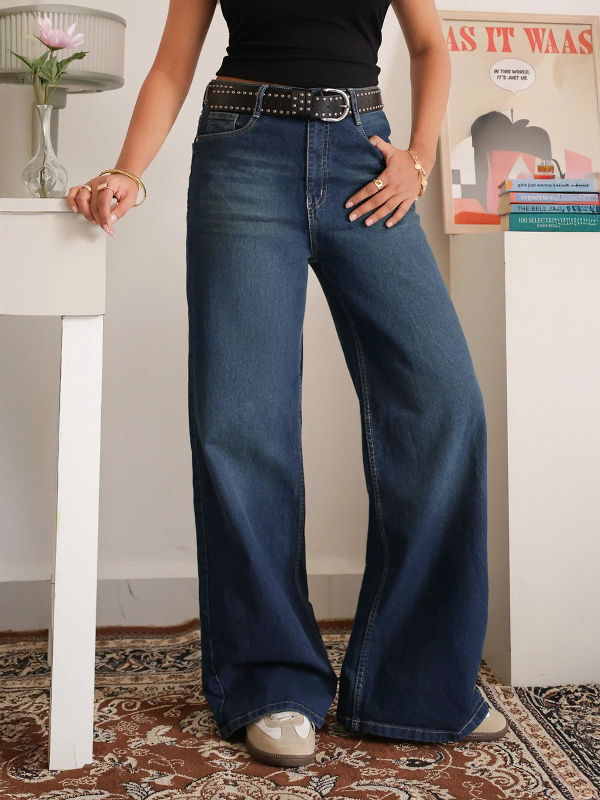 Celestial Blue // Luxe Tinted Stretchable Wide Leg Jeans