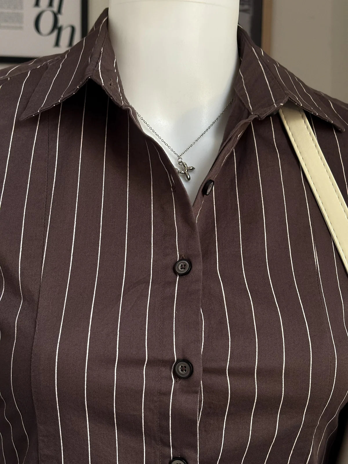 Cocoa Brown // Striped Flared Sleeve Shirt