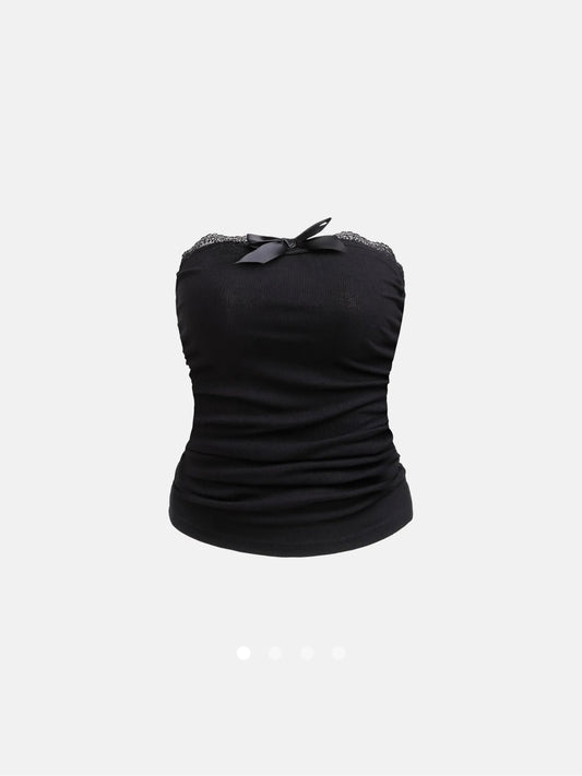 Ribbed Bow Tube Top // Black