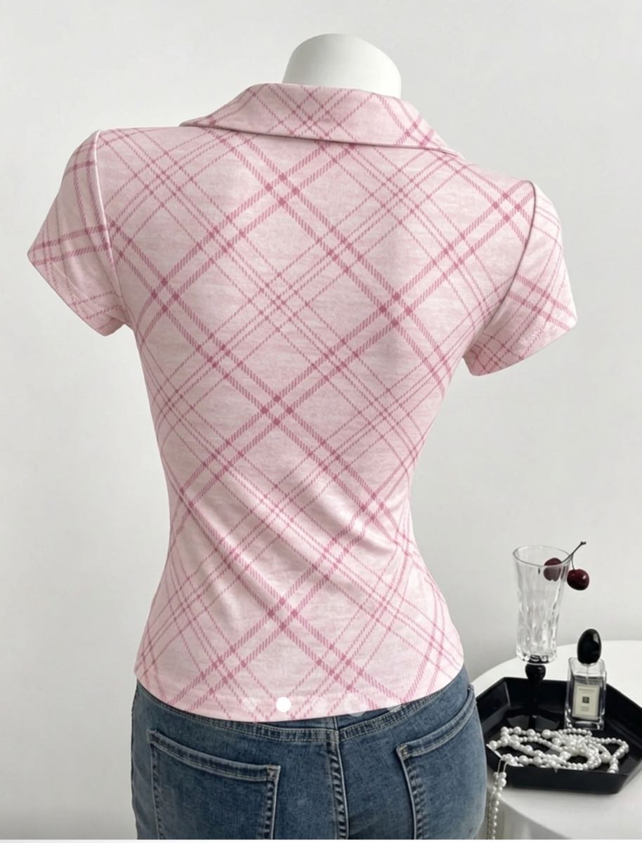 Gathered Half Placket T-Shirt // Pink
