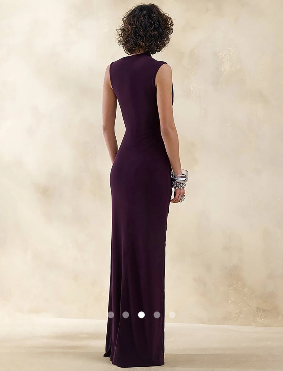 Draped Cocktail Dress // Dark Purple