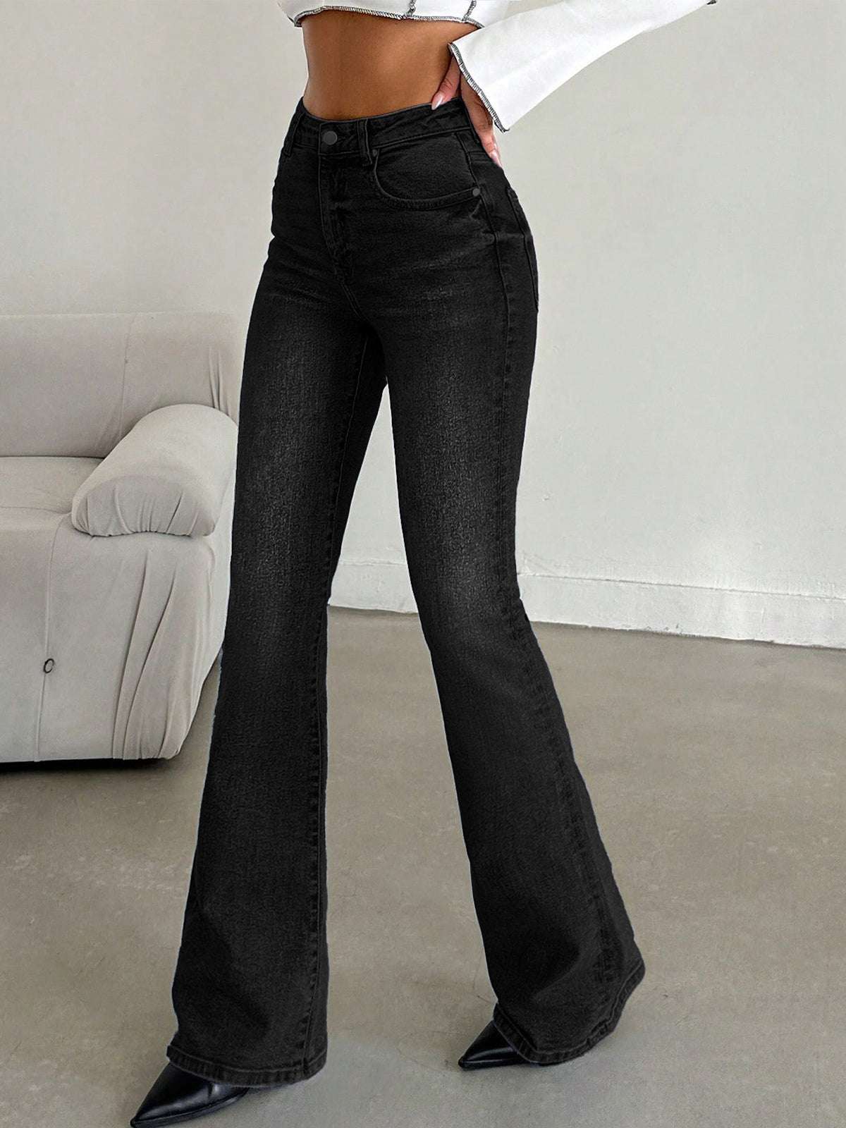 Washed Bootcut Jeans // Shadow Black