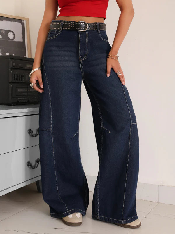 Panelled Wide Leg Jeans // Indigo Drift Blue
