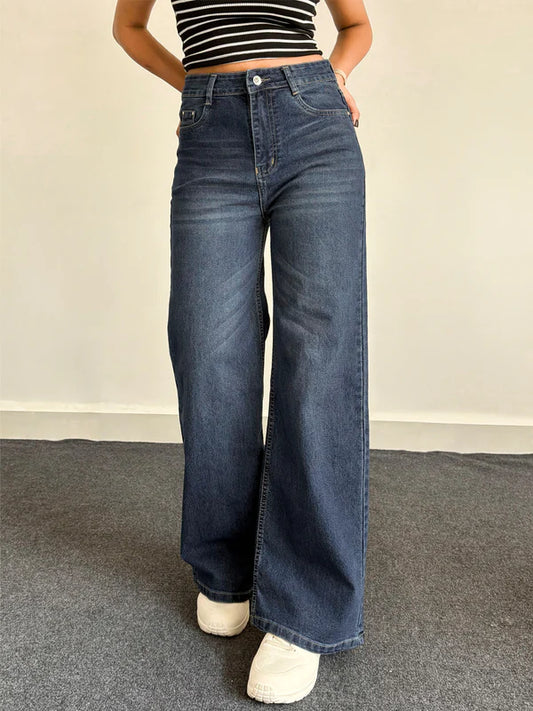 Luxe Cat Whisker Stretchable Wide Leg Jeans // Vintage Blue