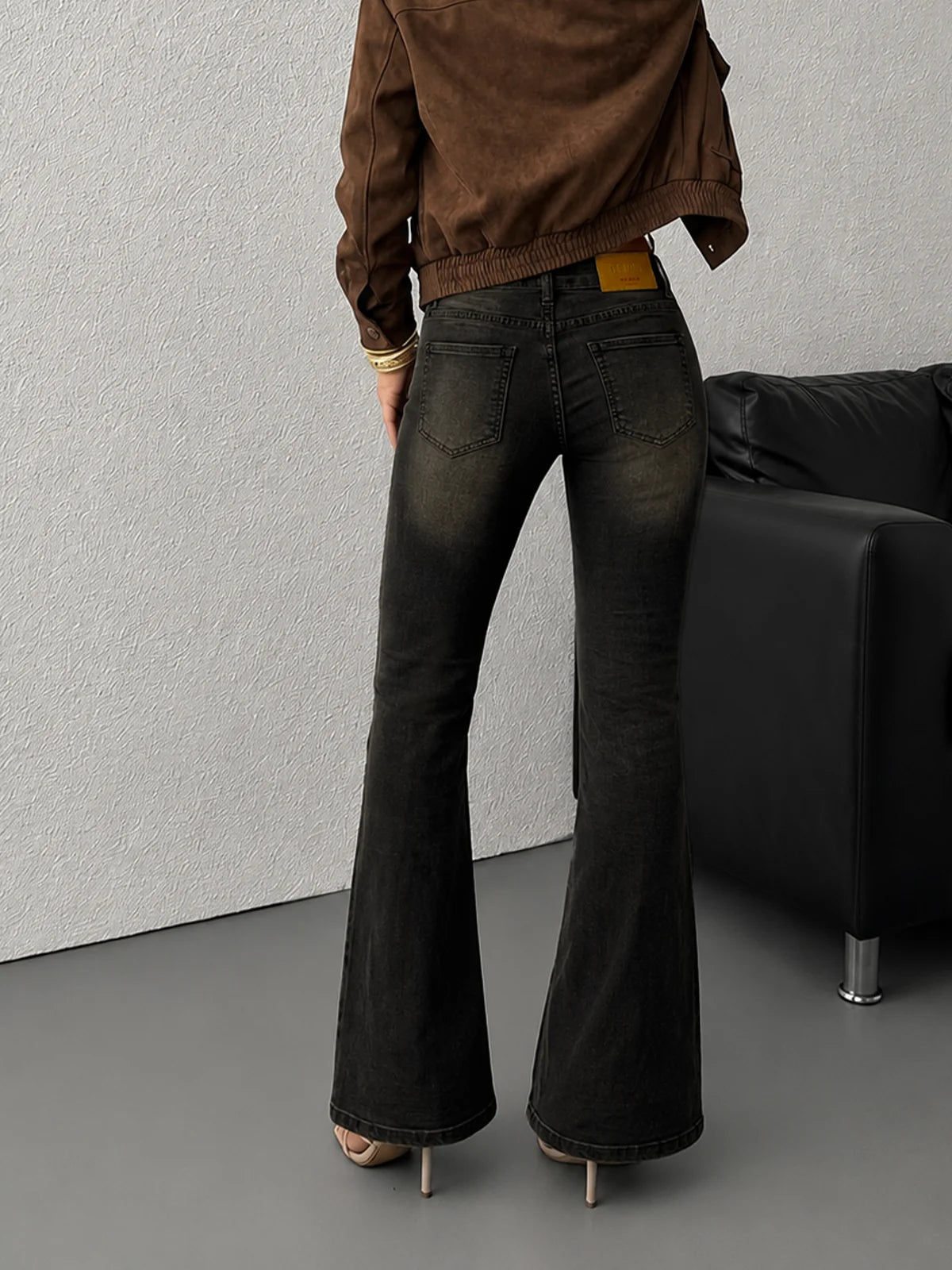 Starry Black // Tinted Bootcut Jeans