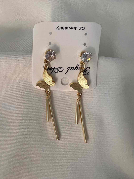 Butterfly Dangle Earrings // Gold