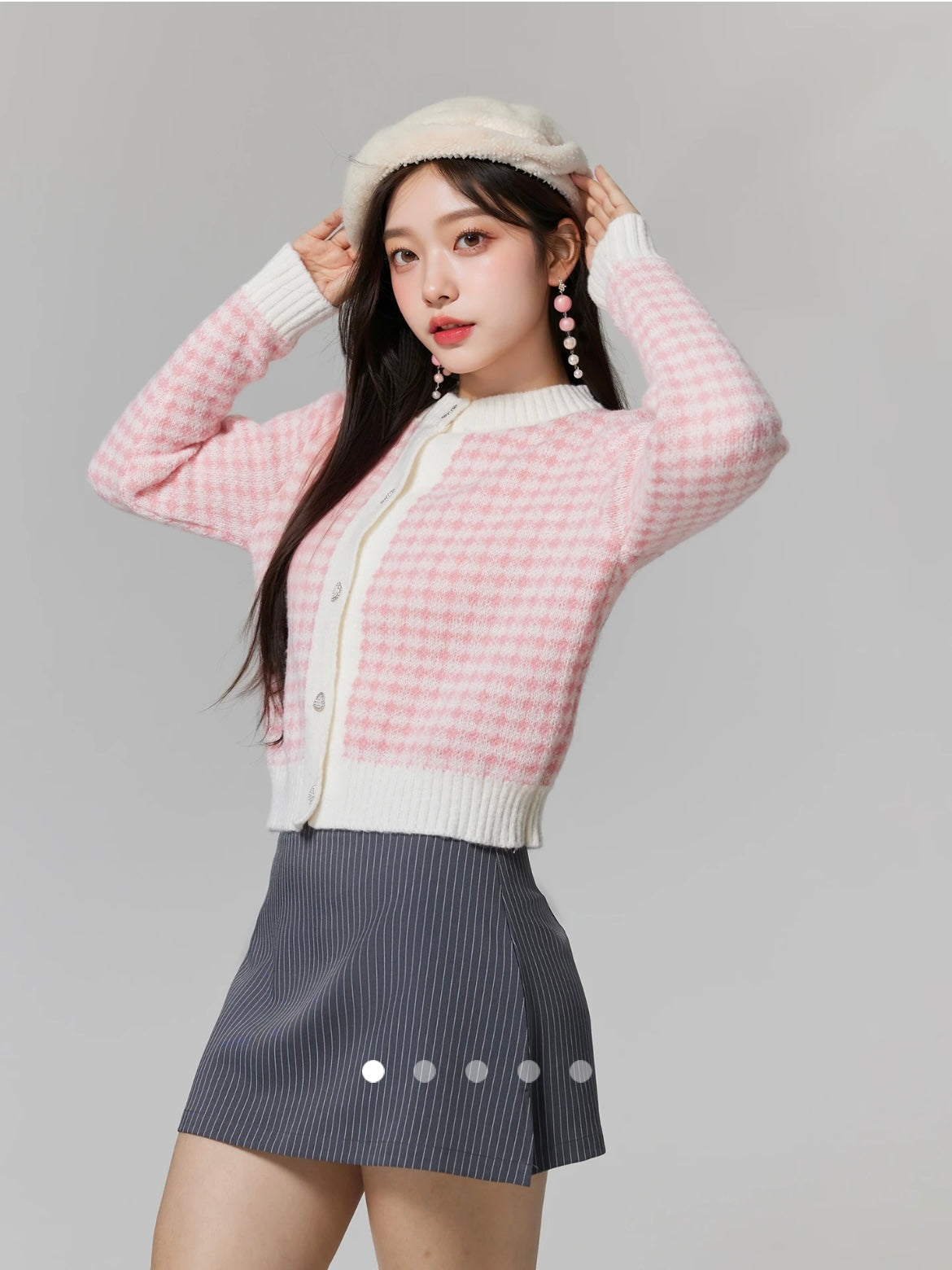 Color Block Knit Cardigan // Pink