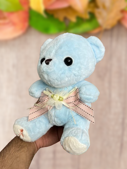 Happy Teddy Soft Toy // Baby Blue