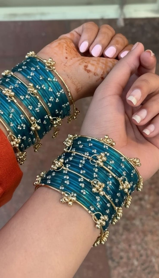 12 Bangles + 4 Ghungroo Set // Dark Blue