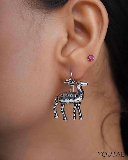 Deer Oxidised Earrings // Silver