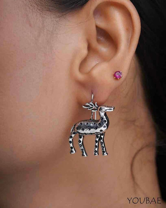 Deer Oxidised Earrings // Silver