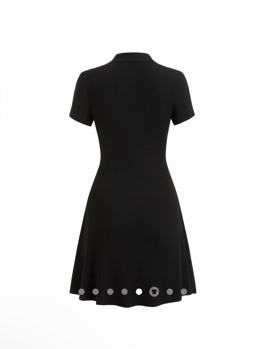 Gathered A-Line Dress 001 // Black
