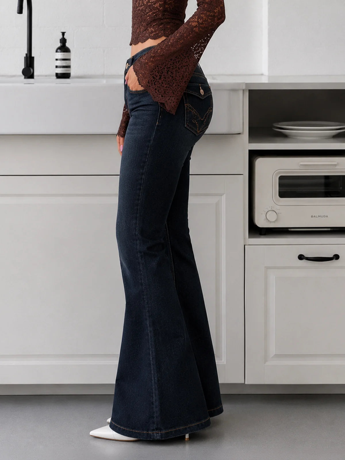 Midnight Blue Flap Pocket // Y2K Bootcut Jeans