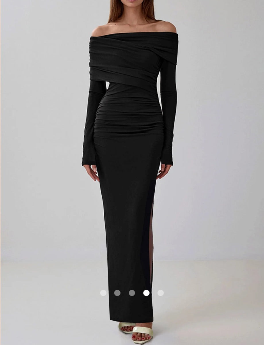 Asymmetric Bodycon Dress 001 // Black