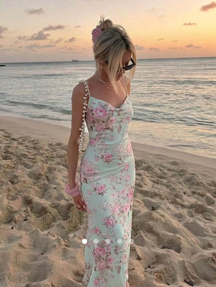 Backless Slip Dress // Blue Pink