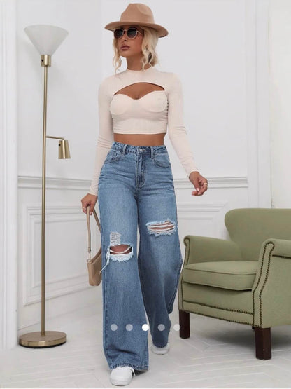 High Waist Straight Leg Jeans 004 // Blue