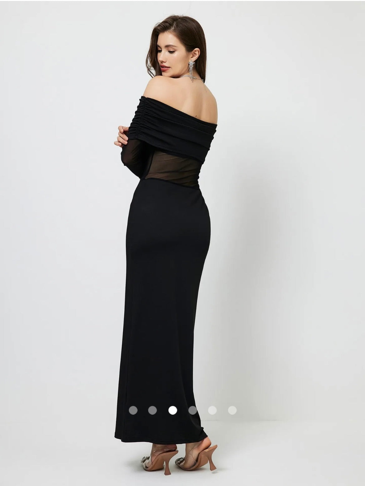 Off-Shoulder Sheer Dress // Black