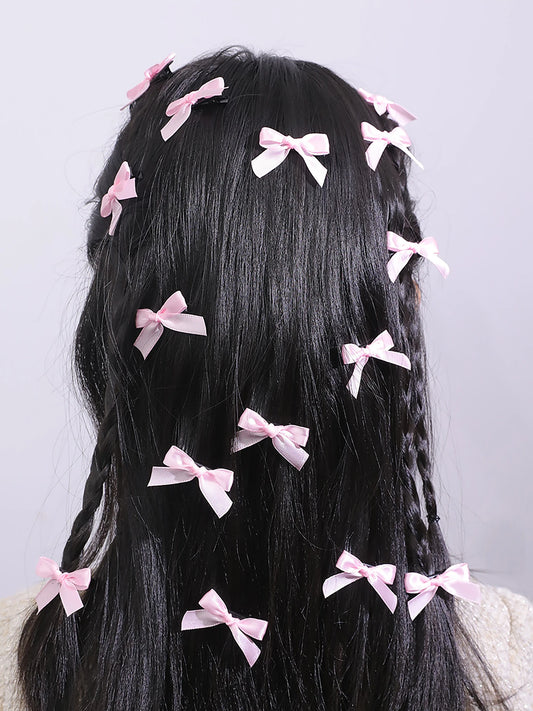 KPOP 12pc Hair Bow Clips // Pink