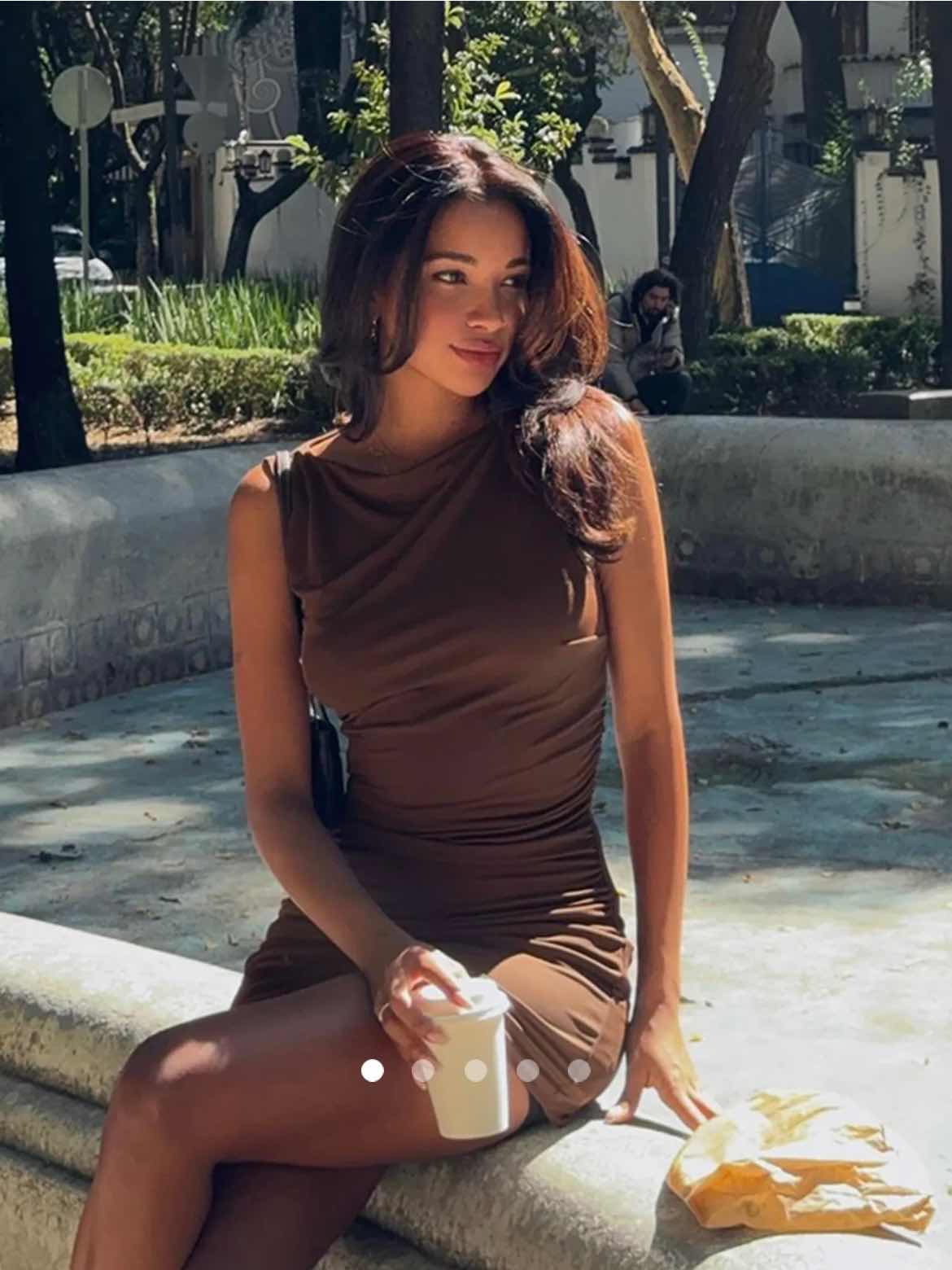 Open Back Mini Dress // Brown