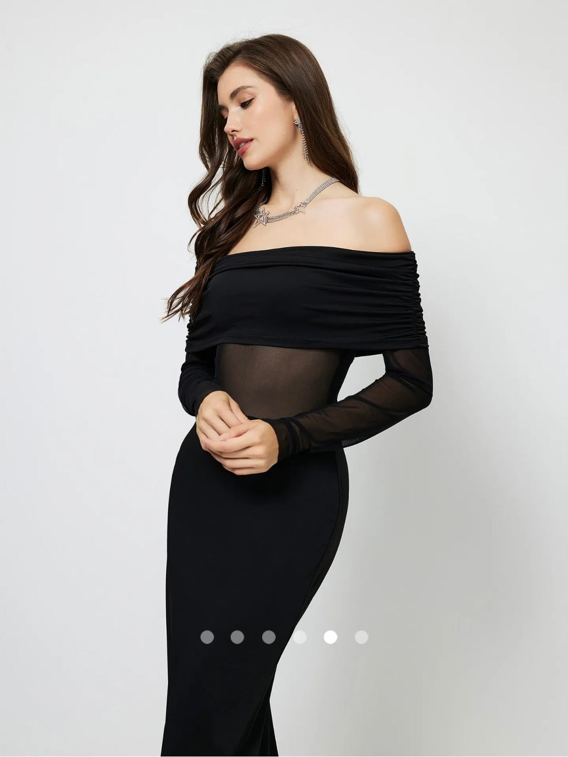 Off-Shoulder Sheer Dress // Black